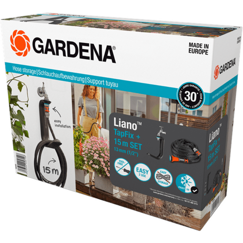 Gardena Wąż Ogrodowy Tekstylny Liano 15m + Wieszak TapFix 18595-20
