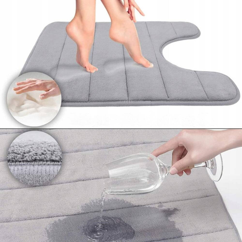 Dywaniki Łazienkowe Szare Antypoślizgowe Zestaw 2szt