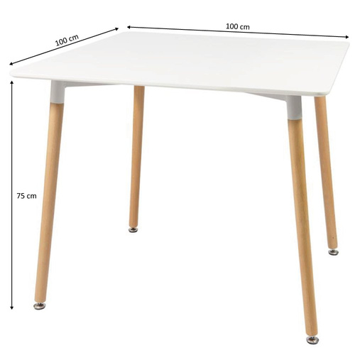 Stół Biały Kwadratowy 100 x 100 cm Do Kuchni Jadalni