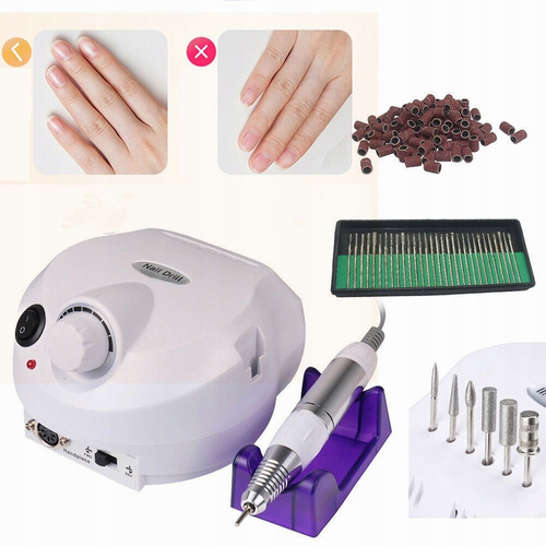 FREZARKA DO PAZNOKCI MANICURE PEDICURE MOCNA PROFESJONALNA 80W FREZY ZESTAW