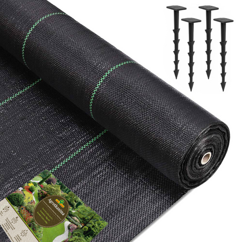 Agrotkanina 0,6m x 50m Mata na Chwasty 90g/m2 UV Czarna Super MOCNA 