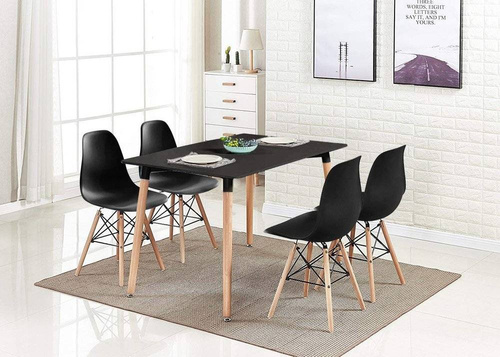 Stół Czarny Prostokątny 120 x 60 cm Do Kuchni Jadalni