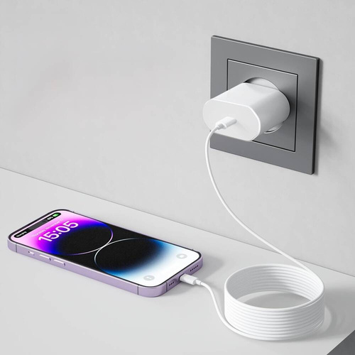 SZYBKA ŁADOWARKA SIECIOWA ZASILACZ PD 20W + KABEL USB-C-DO USB-C PD 150cm