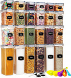 ZESTAW 24szt POJEMNIKÓW DO PRZECHOWYWANIA ŻYWNOŚCI SZCZELNE ETYKIETY MIARKI