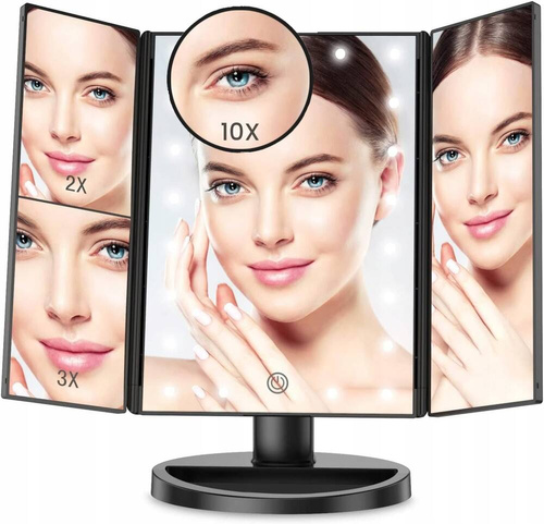 LUSTERKO KOSMETYCZNE PODŚWIETLANE POWIĘKSZAJĄCE SKŁADANE LED 22 DIODY