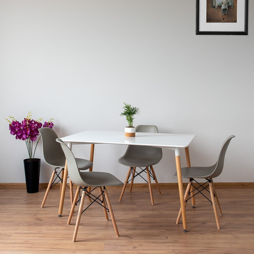 Stół Biały Prostokątny 120 x 80 cm Do Kuchni Jadalni