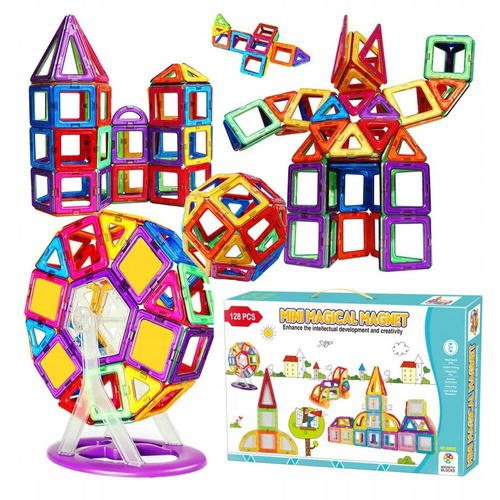 KLOCKI MAGNETYCZNE KONSTRUKCYJNE 3D DUŻE 128 elem.