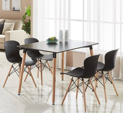 Stół Czarny Prostokątny 120 x 80 cm Do Kuchni Jadalni