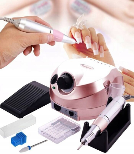FREZARKA DO PAZNOKCI MANICURE PEDICURE MOCNA PROFESJONALNA 80W FREZY ZESTAW