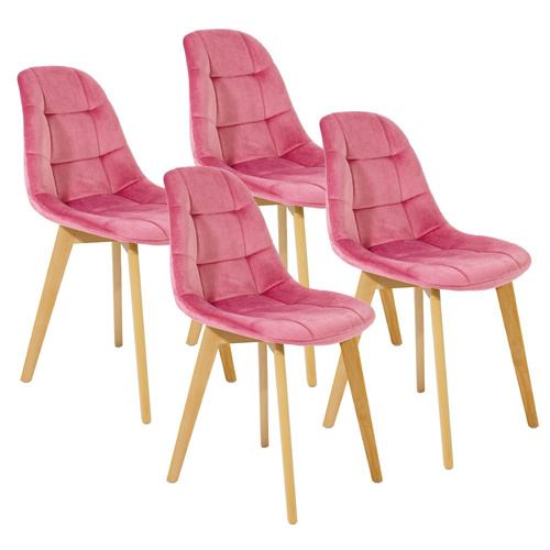 Krzesło Skandynawskie Welurowe Pikowane Tapicerowane Antyczny Róż
