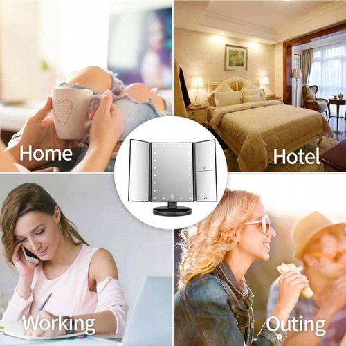 LUSTERKO KOSMETYCZNE PODŚWIETLANE POWIĘKSZAJĄCE SKŁADANE LED 22 DIODY