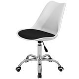 Fotel Krzesło Biurowe Obrotowe Z Poduszką Z Ekoskóry Biało-Czarne
