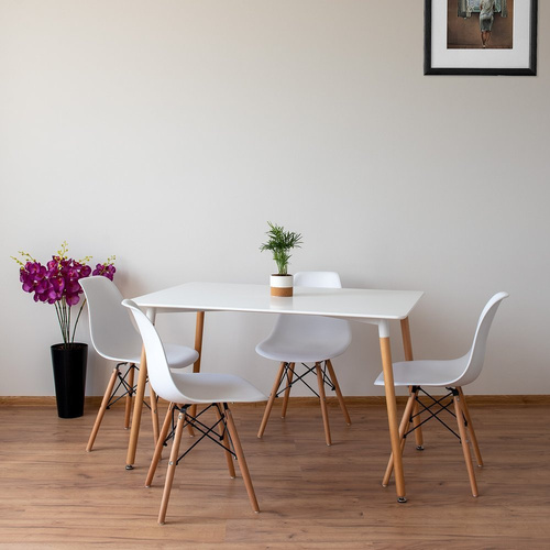 Stół Biały Prostokątny 120 x 80 cm Do Kuchni Jadalni