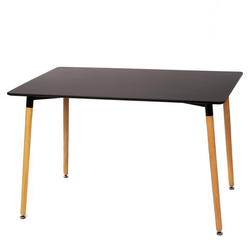 Stół Czarny Prostokątny 120 x 80 cm Do Kuchni Jadalni