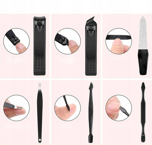 ZESTAW DO MANICURE PAZNOKCI PRZYBORNIK ETUI 24 el