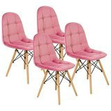 Krzesło Skandynawskie Welurowe Pikowane Tapicerowane 4 szt. Antyczny Róż