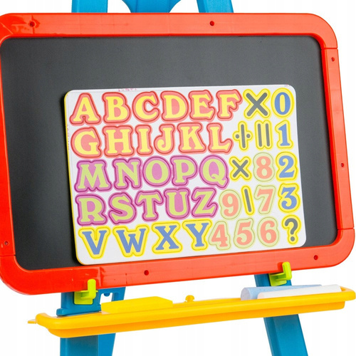 TABLICA DWUSTRONNA MAGNETYCZNA + KREDA 3w1 NA SZTALUDZE DLA DZIECI