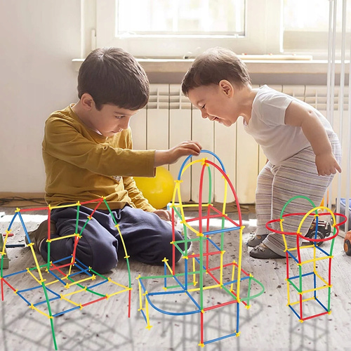 ŚWIECĄCE SŁOMKI KONSTRUKCYJNE KLOCKI 3D DUŻY ZESTAW 1000 elem.