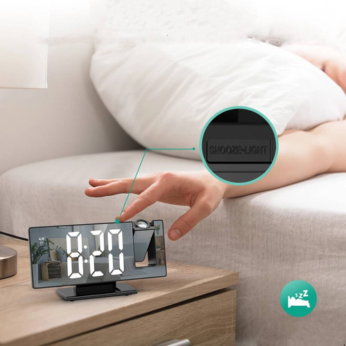 ZEGAR BUDZIK ELEKTRONICZNY CYFROWY LED TEMPERATURA PROJEKTOR