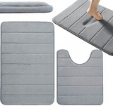 Dywaniki Łazienkowe Szare Antypoślizgowe Zestaw 2szt