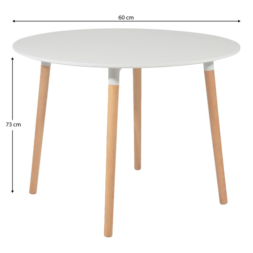 Stół Stolik Kawowy Okrągły 60 cm Biały + 2 Krzesła Białe Skandynawskie